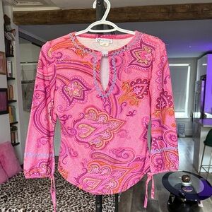 Vibrant Pink and Orange Paisley Blouse